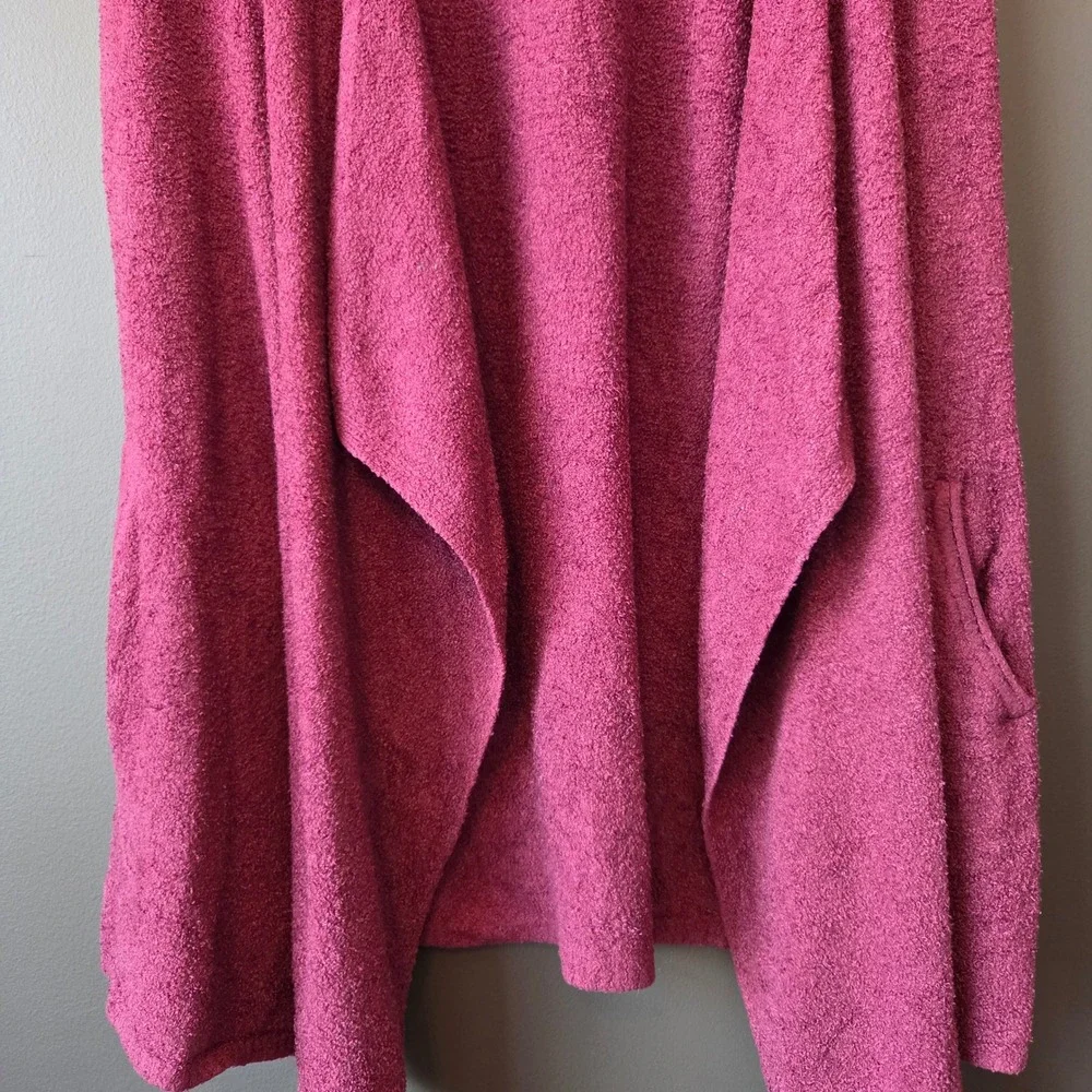 Barefoot Dreams CozyChic Lite Cardigan Duster Burgundy Size S/M Cozy Fall Winter - Picture 3 of 8